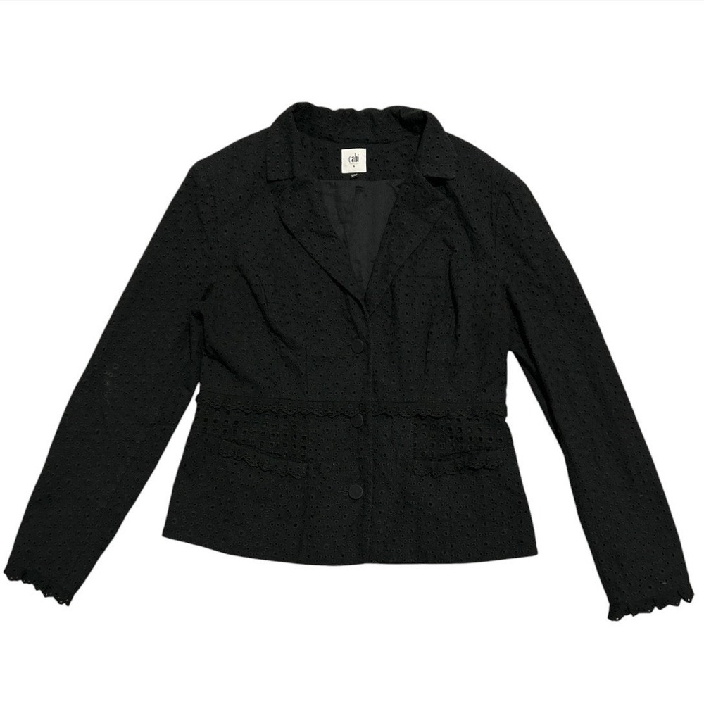 Cabi Women's Flamenco Black Eyelet Blazer Jacket Size 4 Capsule Wardrobe Career